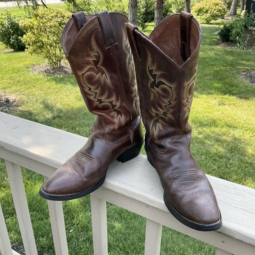 Justin 2551 Men's Stampede Western / Cowboy Boots with Round Toe Brown Size 10 D